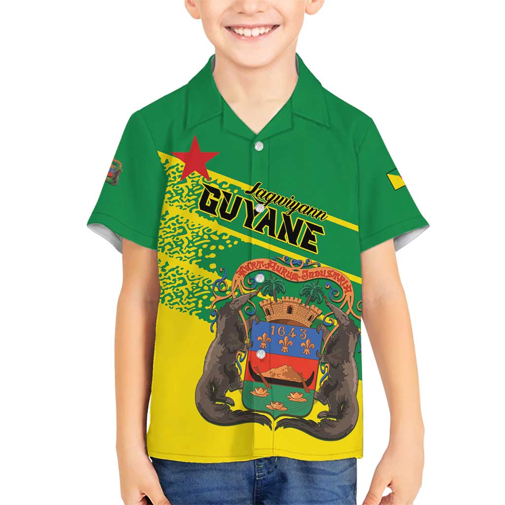 Personalized French Guiana Family Matching Off Shoulder Short Dress and Hawaiian Shirt Lagwiyann In My Heart - Wonder Print Shop