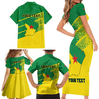 Personalized French Guiana Family Matching Short Sleeve Bodycon Dress and Hawaiian Shirt Lagwiyann In My Heart - Wonder Print Shop