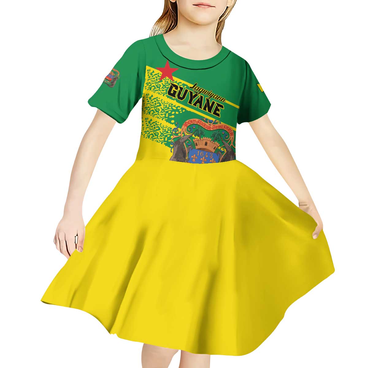 Personalized French Guiana Kid Short Sleeve Dress Lagwiyann In My Heart - Wonder Print Shop
