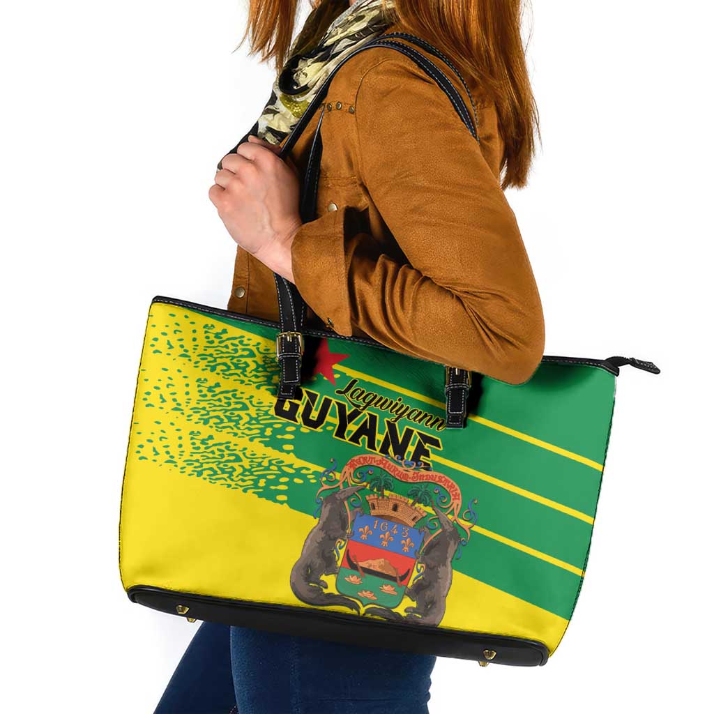 French Guiana Leather Tote Bag Lagwiyann In My Heart - Wonder Print Shop