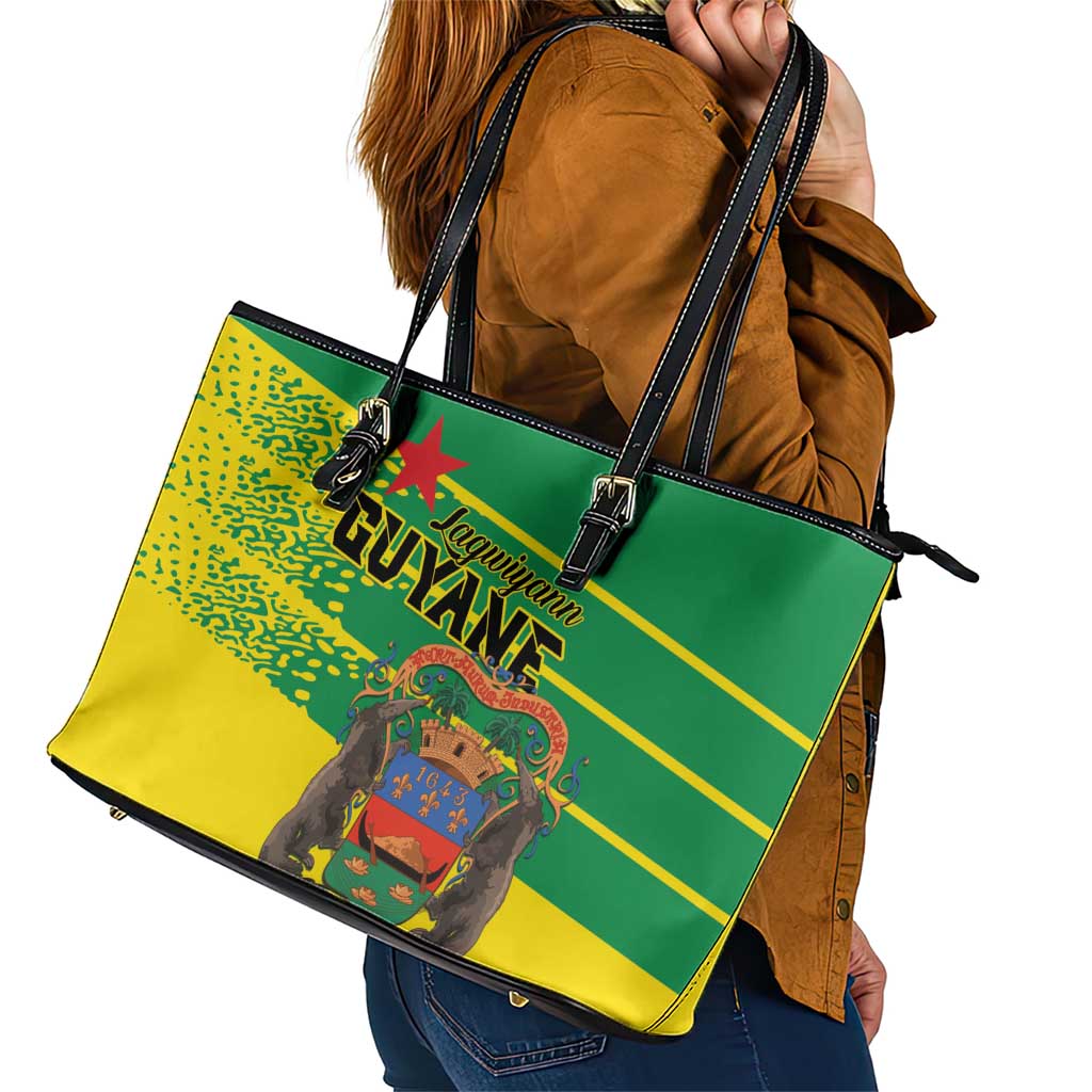 French Guiana Leather Tote Bag Lagwiyann In My Heart - Wonder Print Shop
