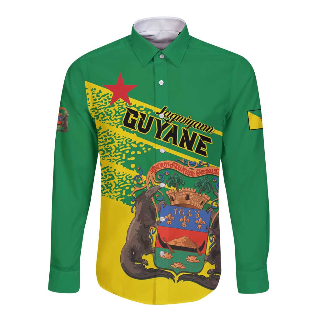 Personalized French Guiana Long Sleeve Button Shirt Lagwiyann In My Heart - Wonder Print Shop