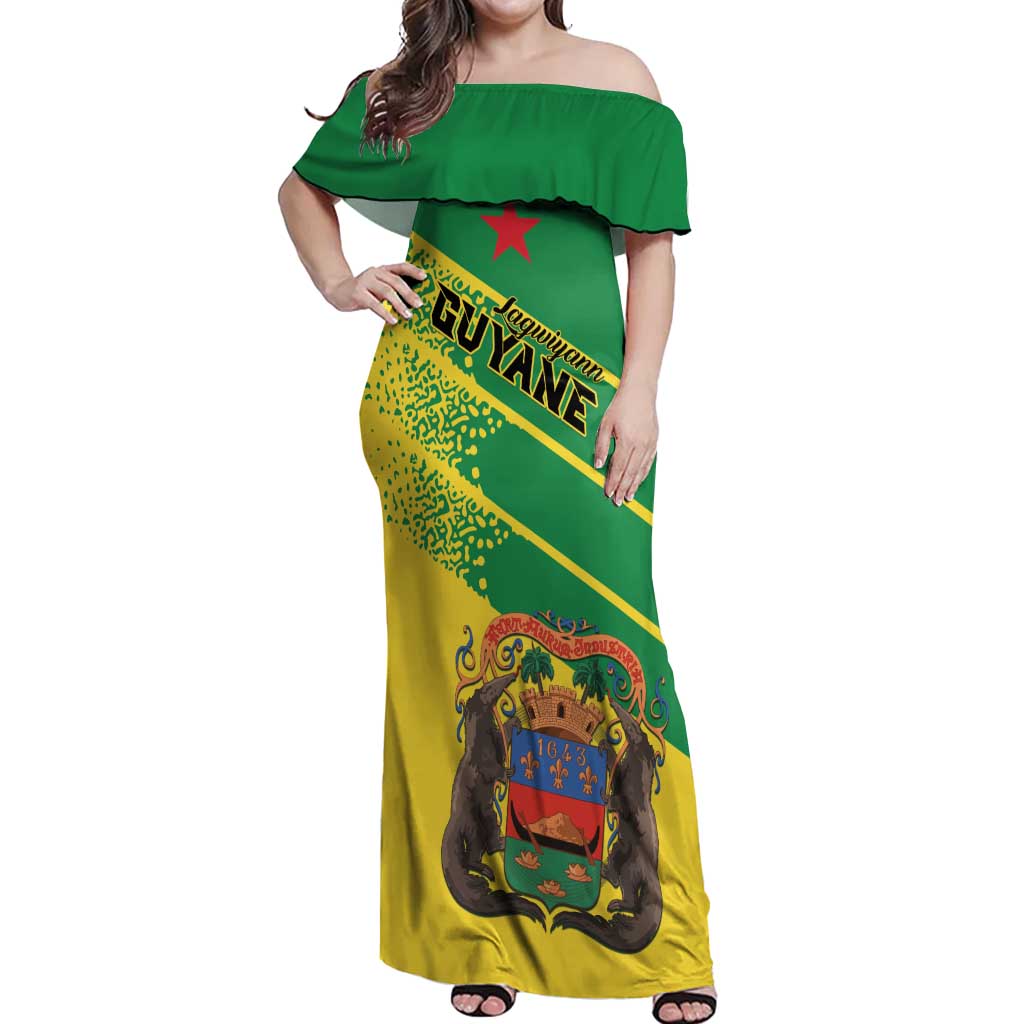 Personalized French Guiana Off Shoulder Maxi Dress Lagwiyann In My Heart - Wonder Print Shop