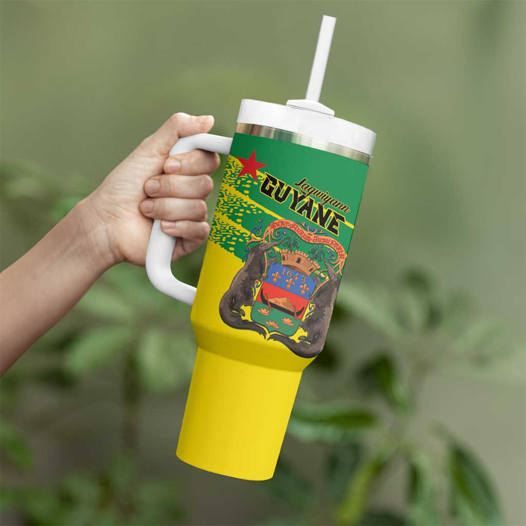 Personalized French Guiana Tumbler With Handle Lagwiyann In My Heart - Wonder Print Shop