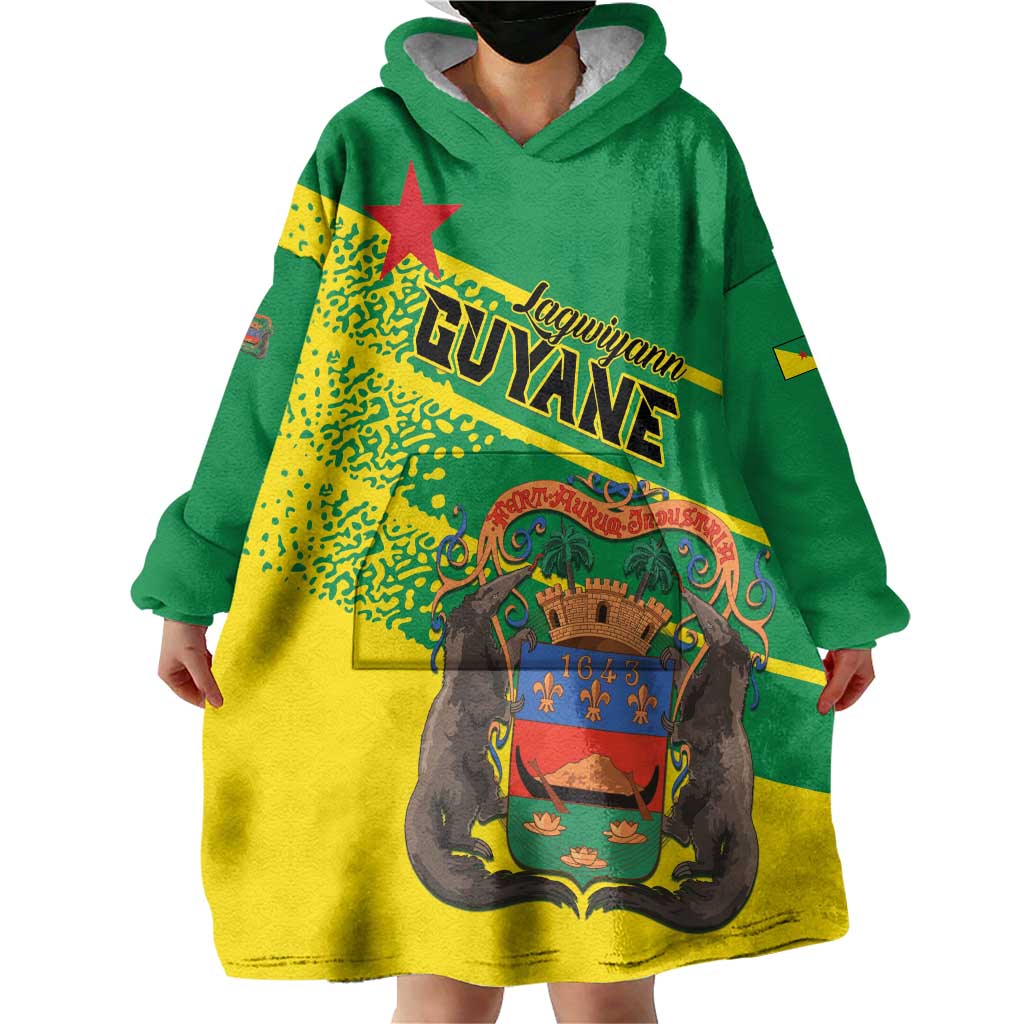 Personalized French Guiana Wearable Blanket Hoodie Lagwiyann In My Heart - Wonder Print Shop