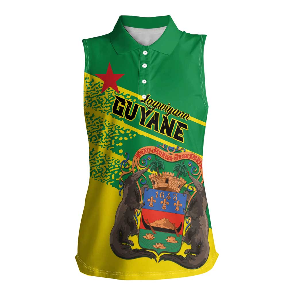 Personalized French Guiana Women Sleeveless Polo Shirt Lagwiyann In My Heart - Wonder Print Shop