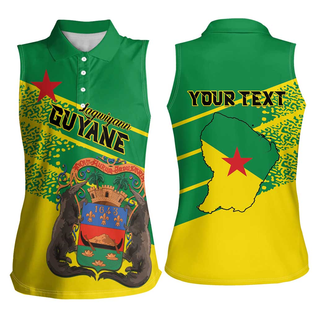 Personalized French Guiana Women Sleeveless Polo Shirt Lagwiyann In My Heart - Wonder Print Shop