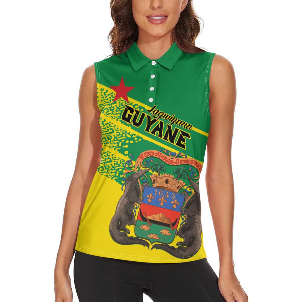 Personalized French Guiana Women Sleeveless Polo Shirt Lagwiyann In My Heart - Wonder Print Shop
