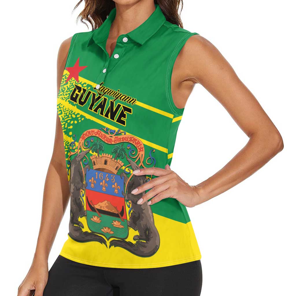 Personalized French Guiana Women Sleeveless Polo Shirt Lagwiyann In My Heart - Wonder Print Shop