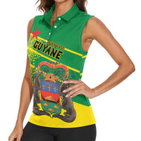 Personalized French Guiana Women Sleeveless Polo Shirt Lagwiyann In My Heart - Wonder Print Shop