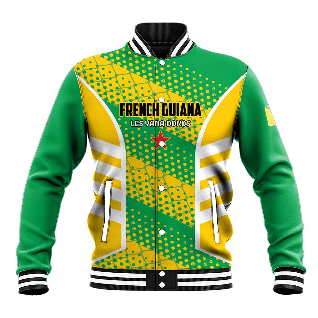 Custom French Guiana Football Baseball Jacket Go Les Yana Dokos - Wonder Print Shop
