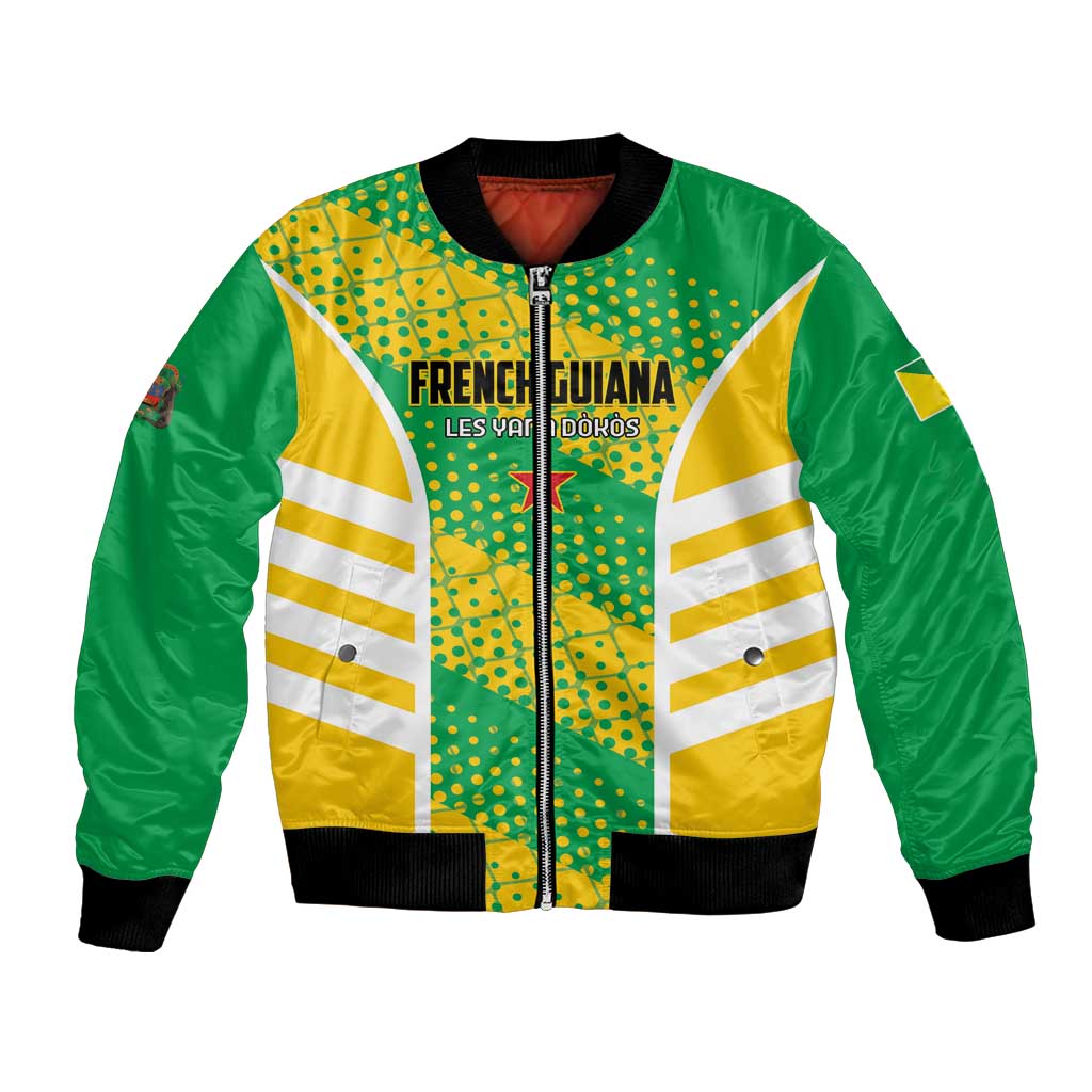 Custom French Guiana Football Bomber Jacket Go Les Yana Dokos - Wonder Print Shop