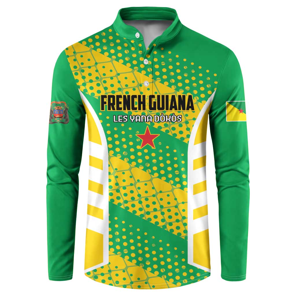 Custom French Guiana Football Button Sweatshirt Go Les Yana Dokos - Wonder Print Shop