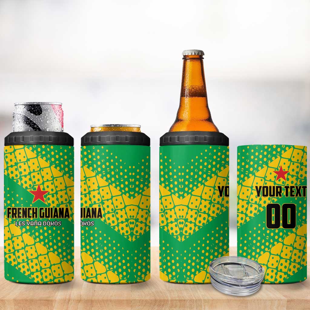 Custom French Guiana Football 4 in 1 Can Cooler Tumbler Go Les Yana Dokos - Wonder Print Shop