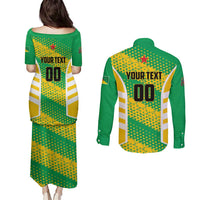 Custom French Guiana Football Couples Matching Puletasi and Long Sleeve Button Shirt Go Les Yana Dokos - Wonder Print Shop