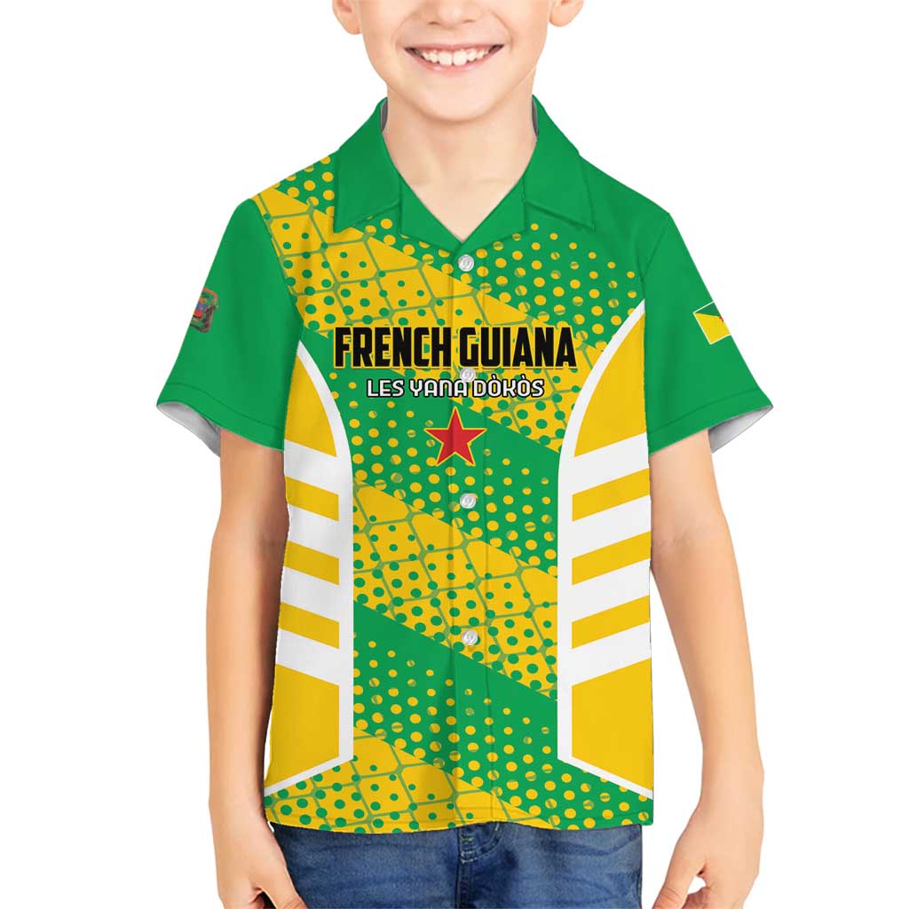 Custom French Guiana Football Family Matching Long Sleeve Bodycon Dress and Hawaiian Shirt Go Les Yana Dokos - Wonder Print Shop