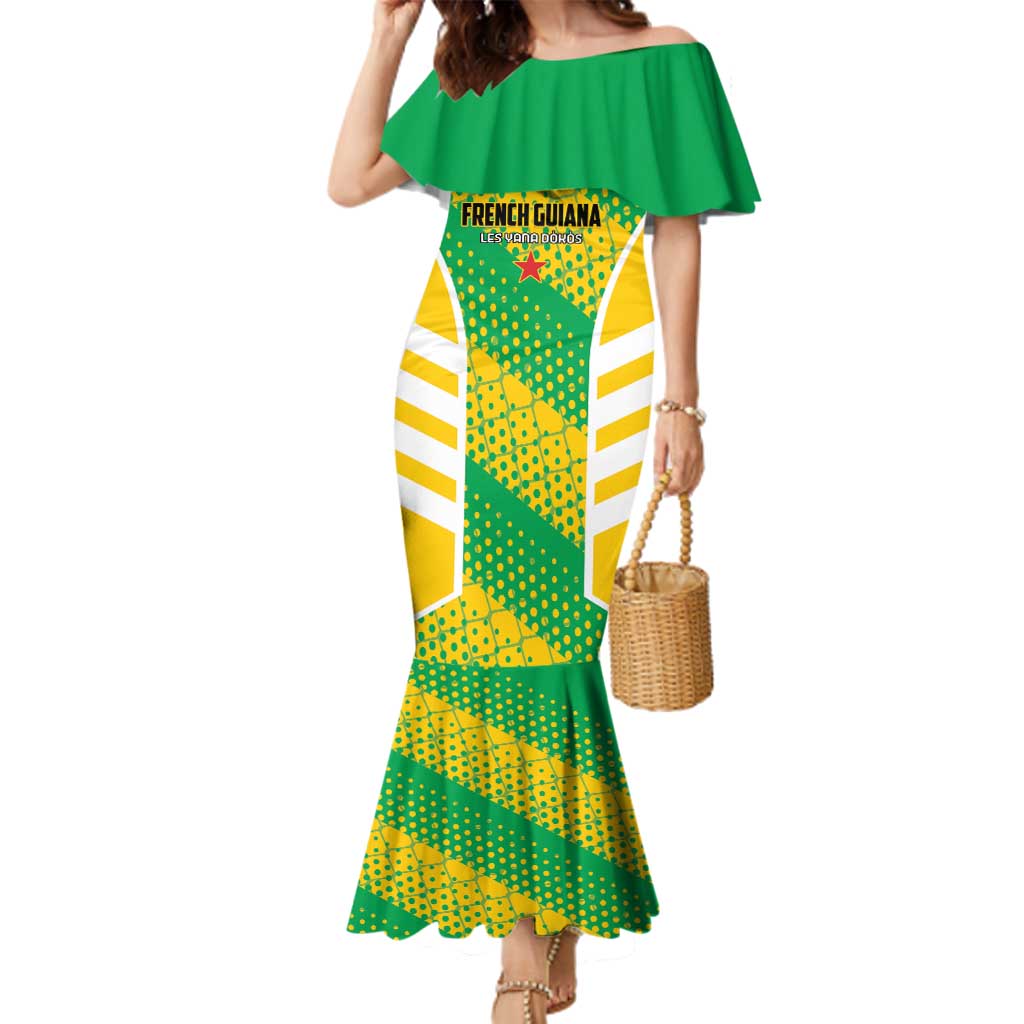 Custom French Guiana Football Family Matching Mermaid Dress and Hawaiian Shirt Go Les Yana Dokos - Wonder Print Shop