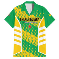 Custom French Guiana Football Family Matching Off The Shoulder Long Sleeve Dress and Hawaiian Shirt Go Les Yana Dokos - Wonder Print Shop