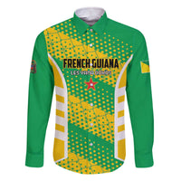 Custom French Guiana Football Family Matching Off The Shoulder Long Sleeve Dress and Hawaiian Shirt Go Les Yana Dokos - Wonder Print Shop