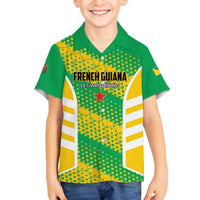 Custom French Guiana Football Family Matching Off The Shoulder Long Sleeve Dress and Hawaiian Shirt Go Les Yana Dokos - Wonder Print Shop