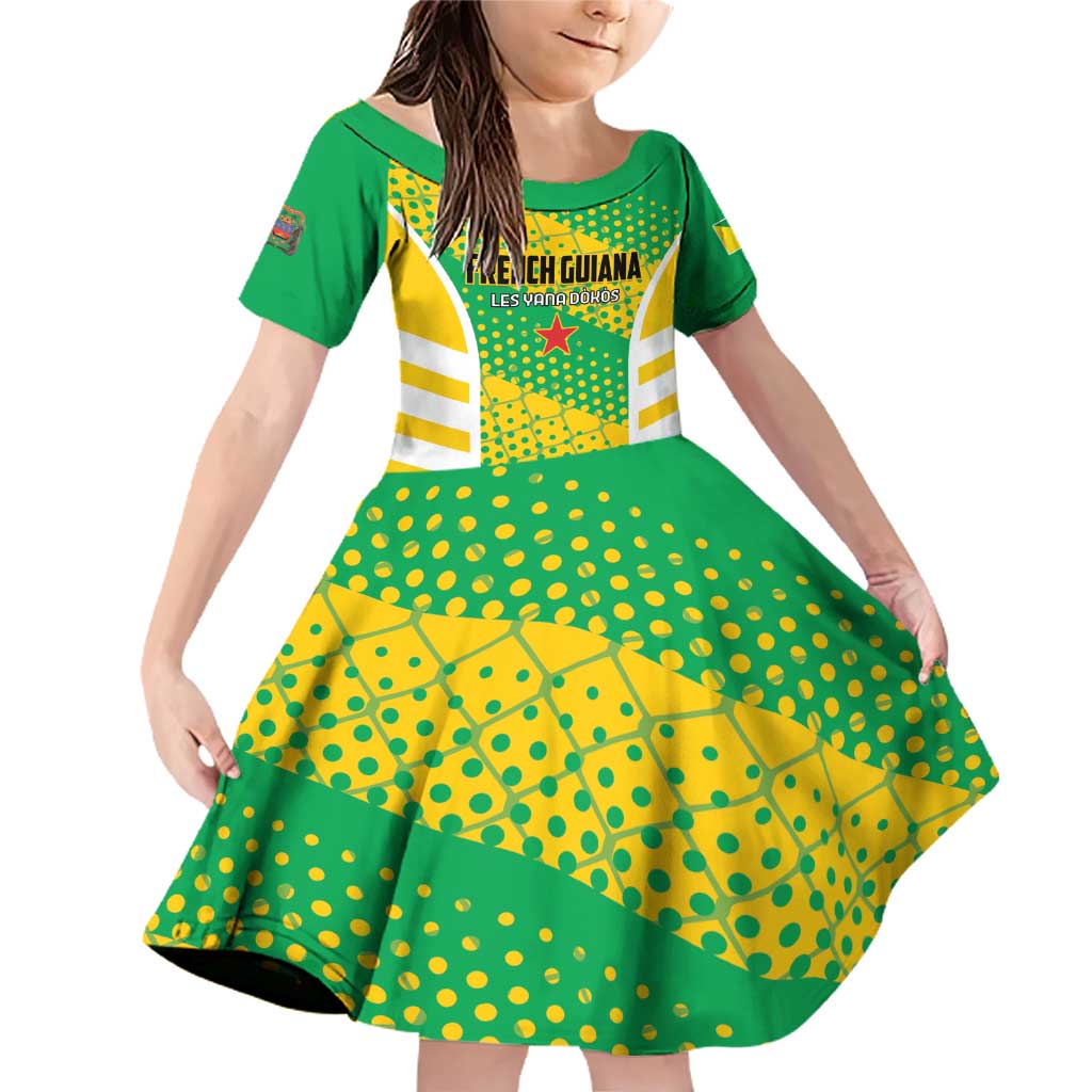 Custom French Guiana Football Family Matching Off Shoulder Short Dress and Hawaiian Shirt Go Les Yana Dokos - Wonder Print Shop