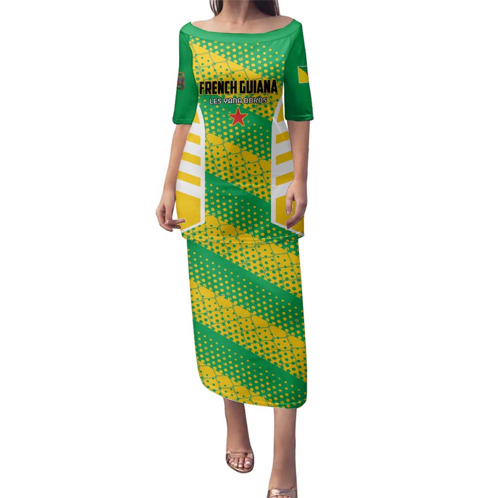 Custom French Guiana Football Family Matching Puletasi and Hawaiian Shirt Go Les Yana Dokos - Wonder Print Shop
