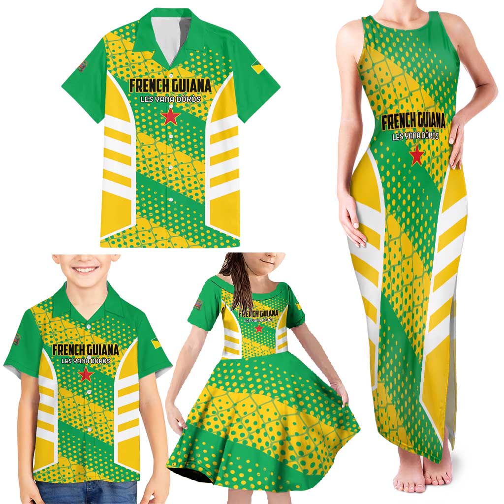 Custom French Guiana Football Family Matching Tank Maxi Dress and Hawaiian Shirt Go Les Yana Dokos - Wonder Print Shop