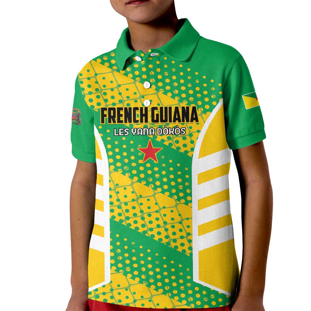 Custom French Guiana Football Kid Polo Shirt Go Les Yana Dokos - Wonder Print Shop