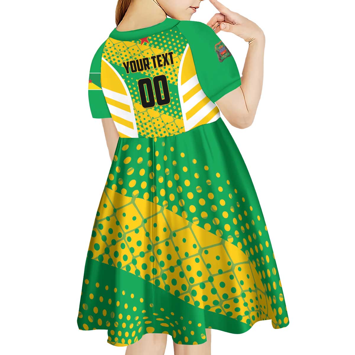 Custom French Guiana Football Kid Short Sleeve Dress Go Les Yana Dokos - Wonder Print Shop