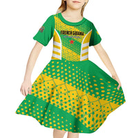 Custom French Guiana Football Kid Short Sleeve Dress Go Les Yana Dokos - Wonder Print Shop
