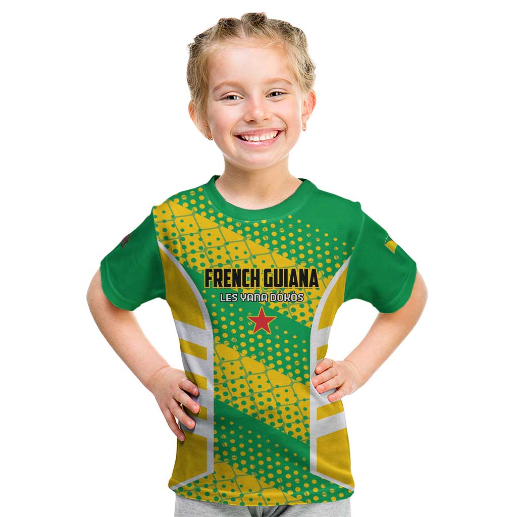 Custom French Guiana Football Kid T Shirt Go Les Yana Dokos - Wonder Print Shop