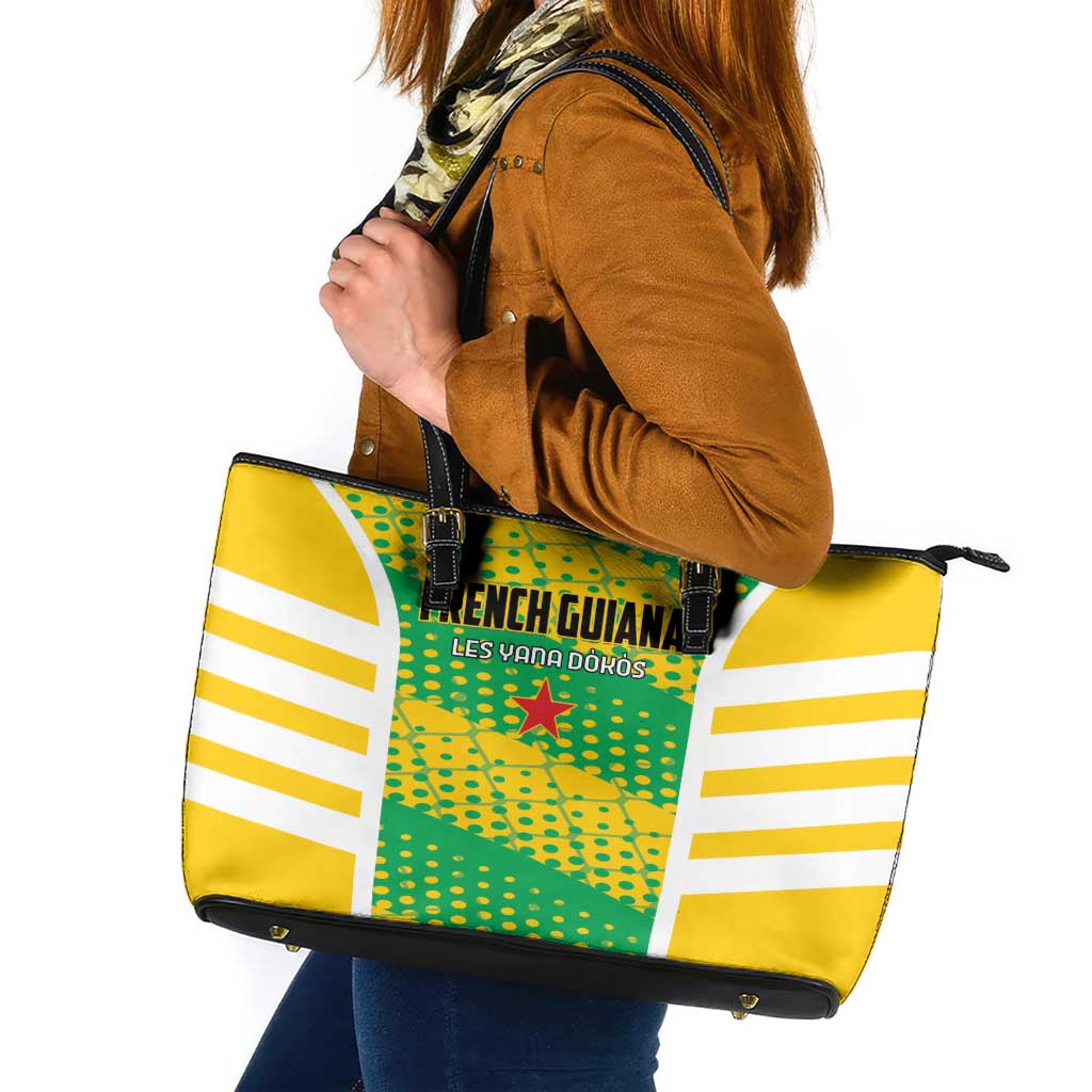 French Guiana Football Leather Tote Bag Go Les Yana Dokos - Wonder Print Shop
