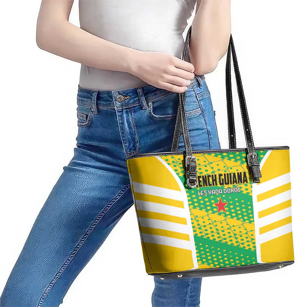 French Guiana Football Leather Tote Bag Go Les Yana Dokos - Wonder Print Shop