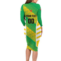 Custom French Guiana Football Long Sleeve Bodycon Dress Go Les Yana Dokos - Wonder Print Shop