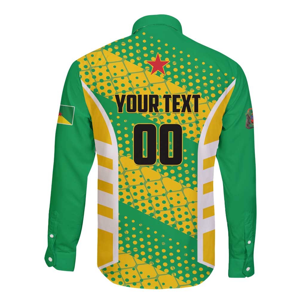 Custom French Guiana Football Long Sleeve Button Shirt Go Les Yana Dokos - Wonder Print Shop