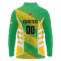 Custom French Guiana Football Long Sleeve Polo Shirt Go Les Yana Dokos - Wonder Print Shop
