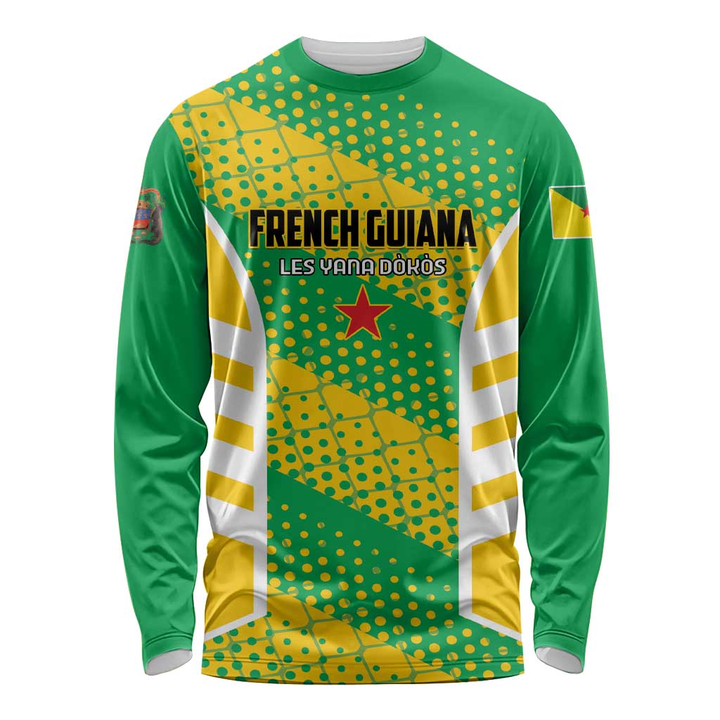 Custom French Guiana Football Long Sleeve Shirt Go Les Yana Dokos - Wonder Print Shop