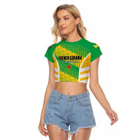 Custom French Guiana Football Raglan Cropped T Shirt Go Les Yana Dokos - Wonder Print Shop