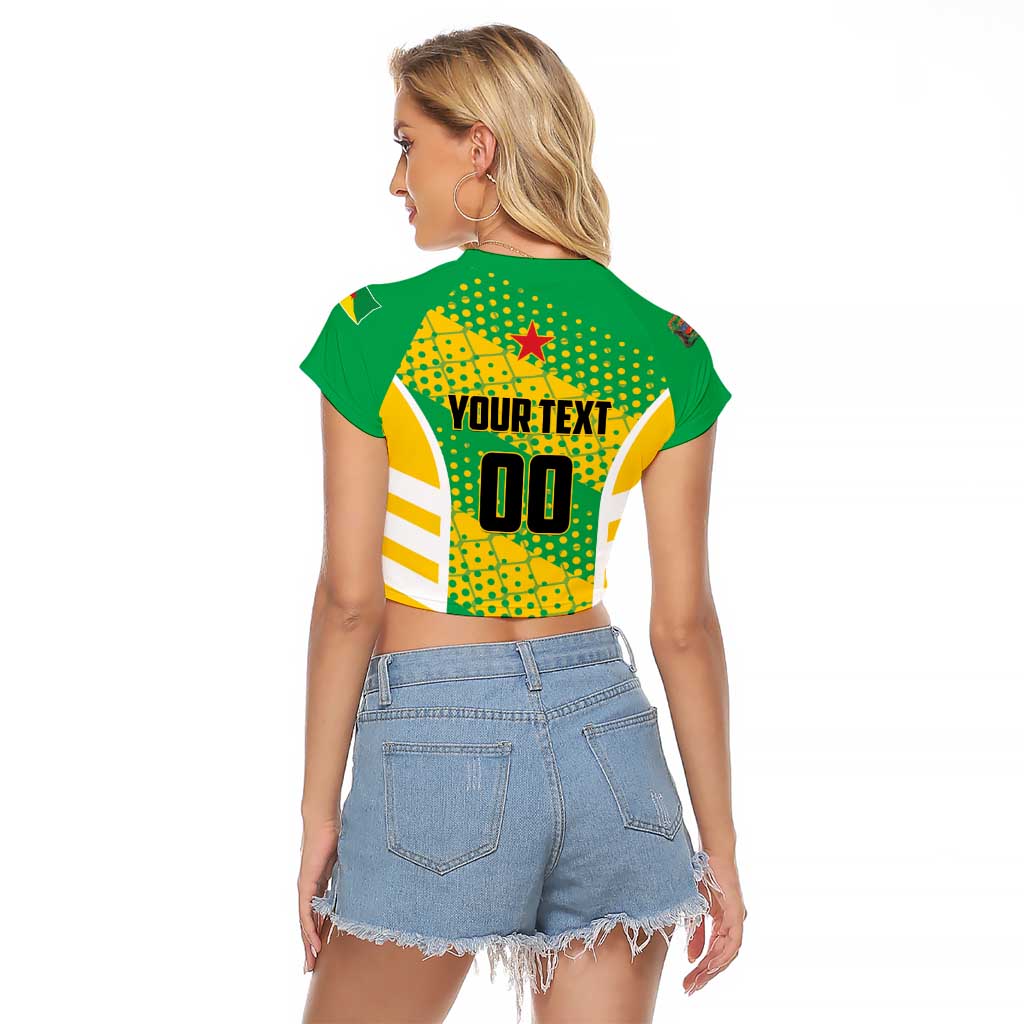 Custom French Guiana Football Raglan Cropped T Shirt Go Les Yana Dokos - Wonder Print Shop