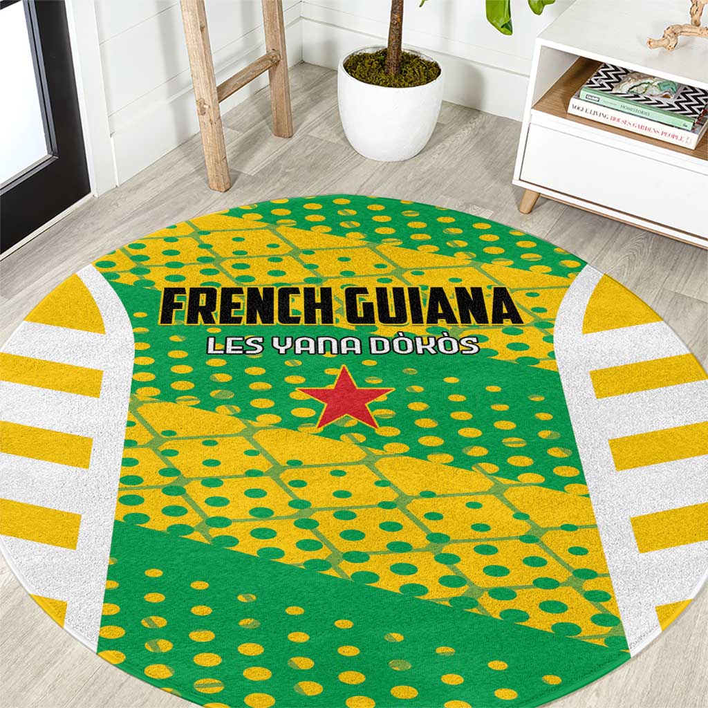 French Guiana Football Round Carpet Go Les Yana Dokos - Wonder Print Shop