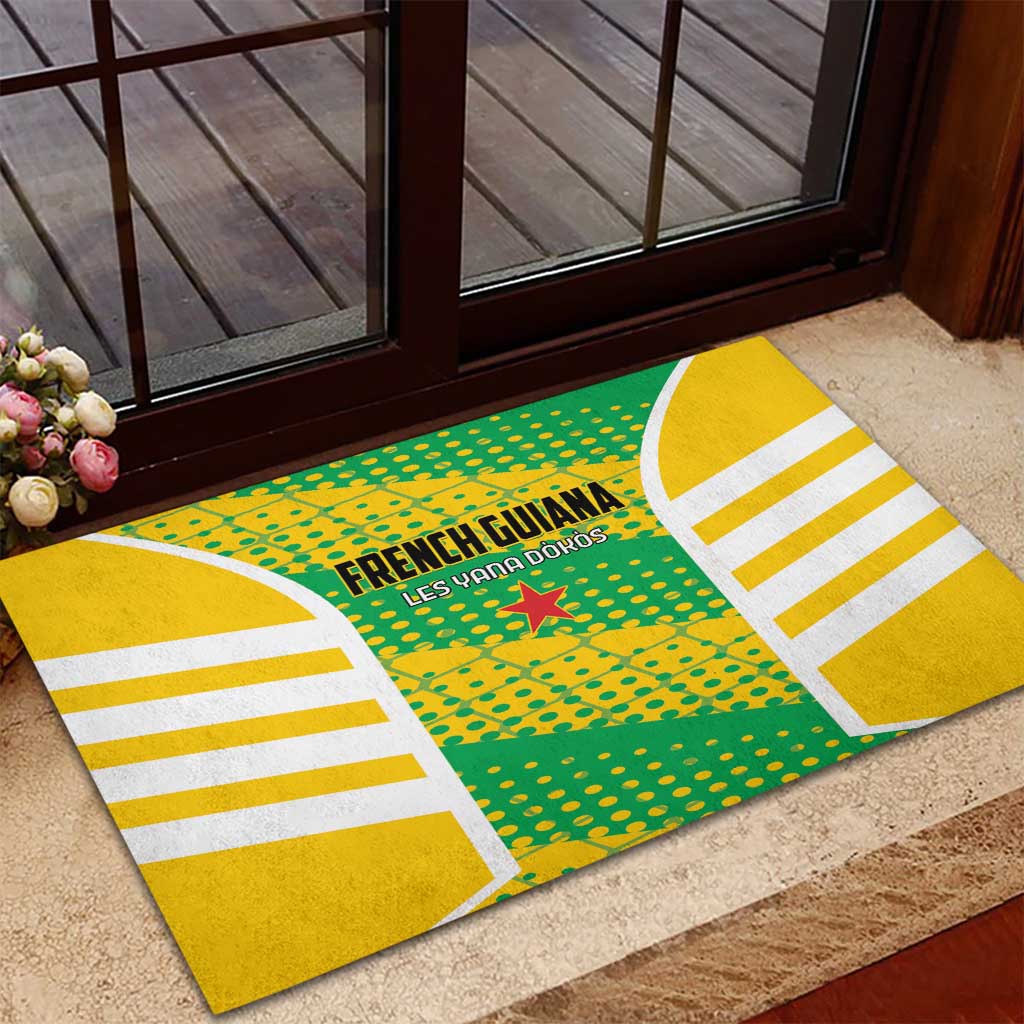 French Guiana Football Rubber Doormat Go Les Yana Dokos - Wonder Print Shop