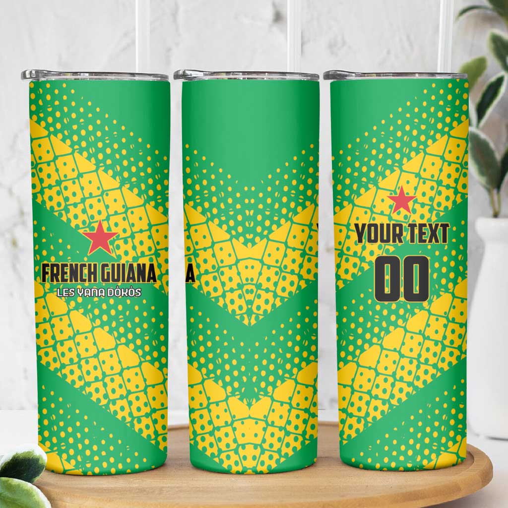 Custom French Guiana Football Skinny Tumbler Go Les Yana Dokos - Wonder Print Shop