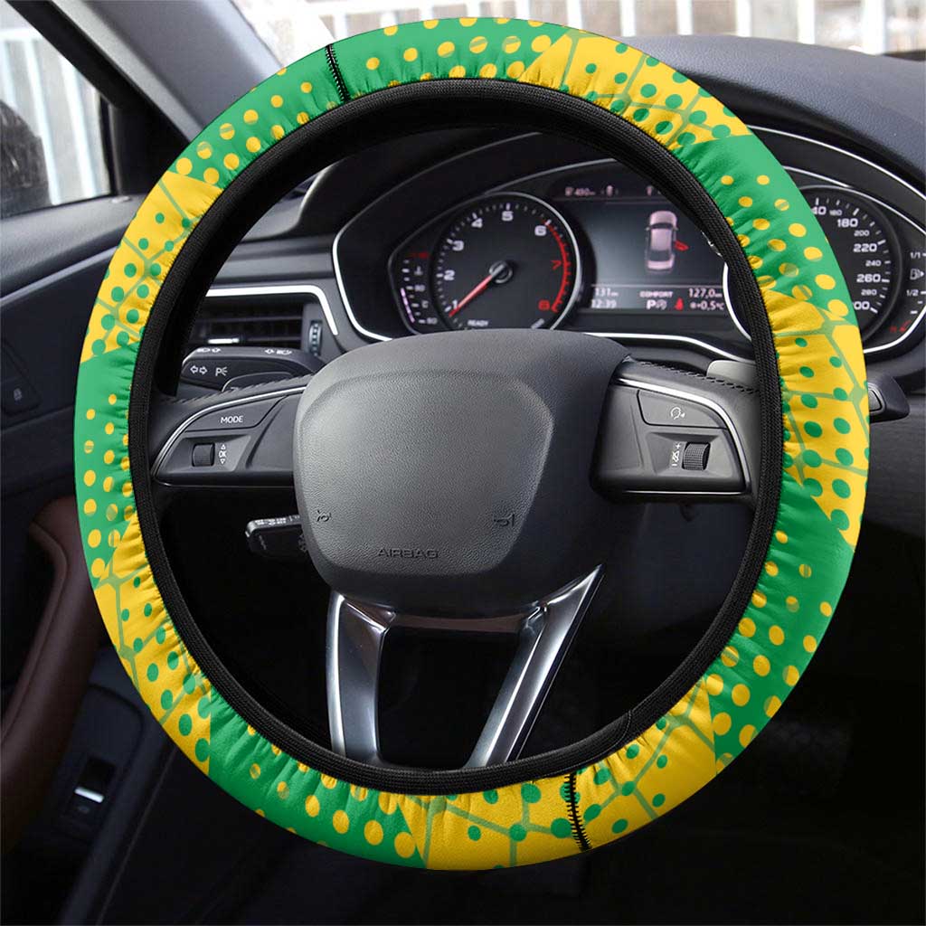 French Guiana Football Steering Wheel Cover Go Les Yana Dokos - Wonder Print Shop