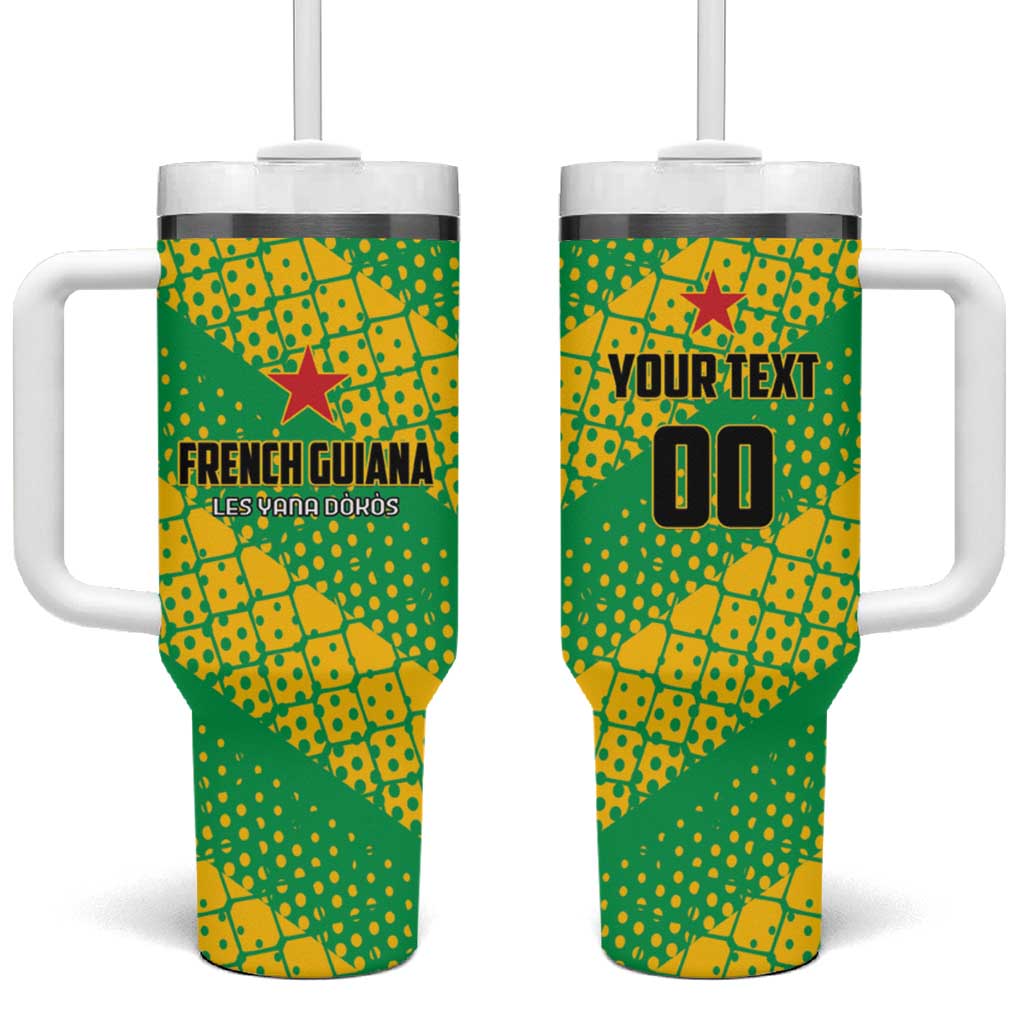 Custom French Guiana Football Tumbler With Handle Go Les Yana Dokos - Wonder Print Shop