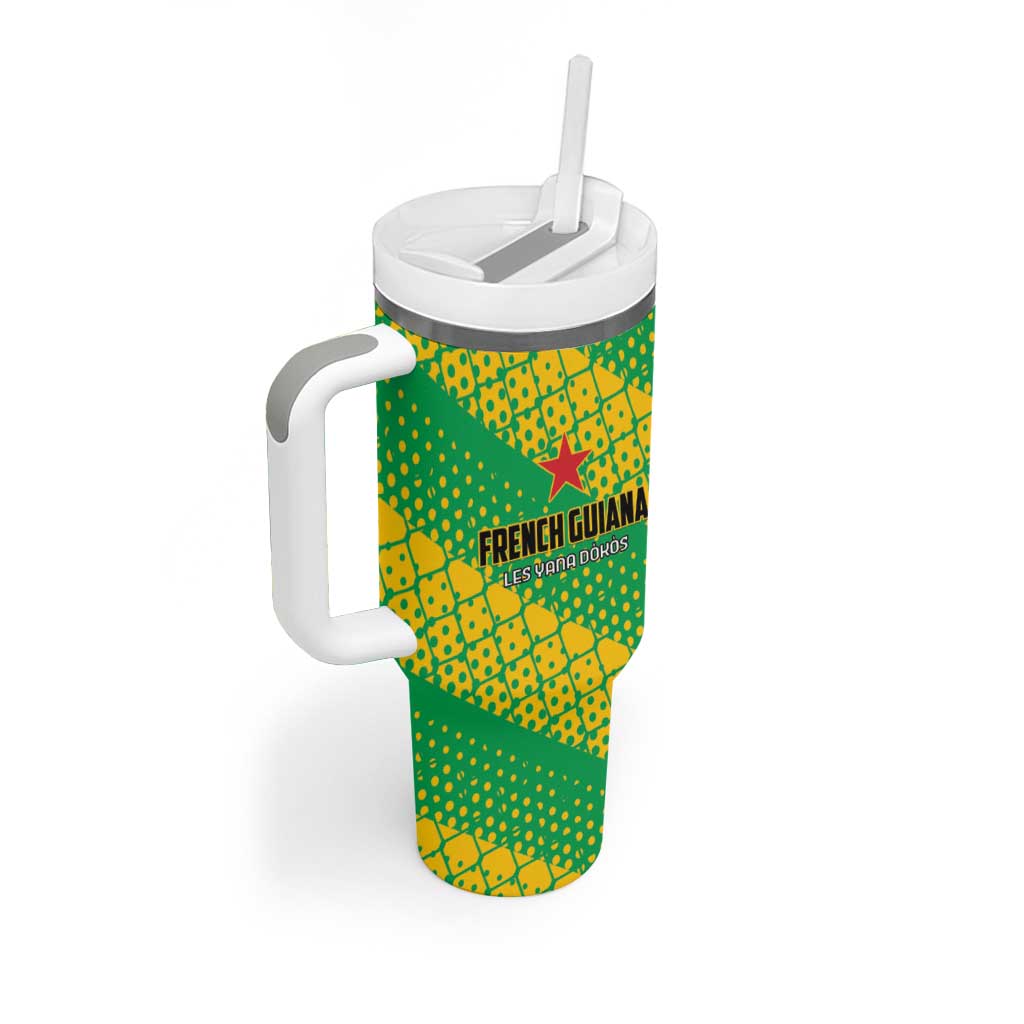 Custom French Guiana Football Tumbler With Handle Go Les Yana Dokos - Wonder Print Shop