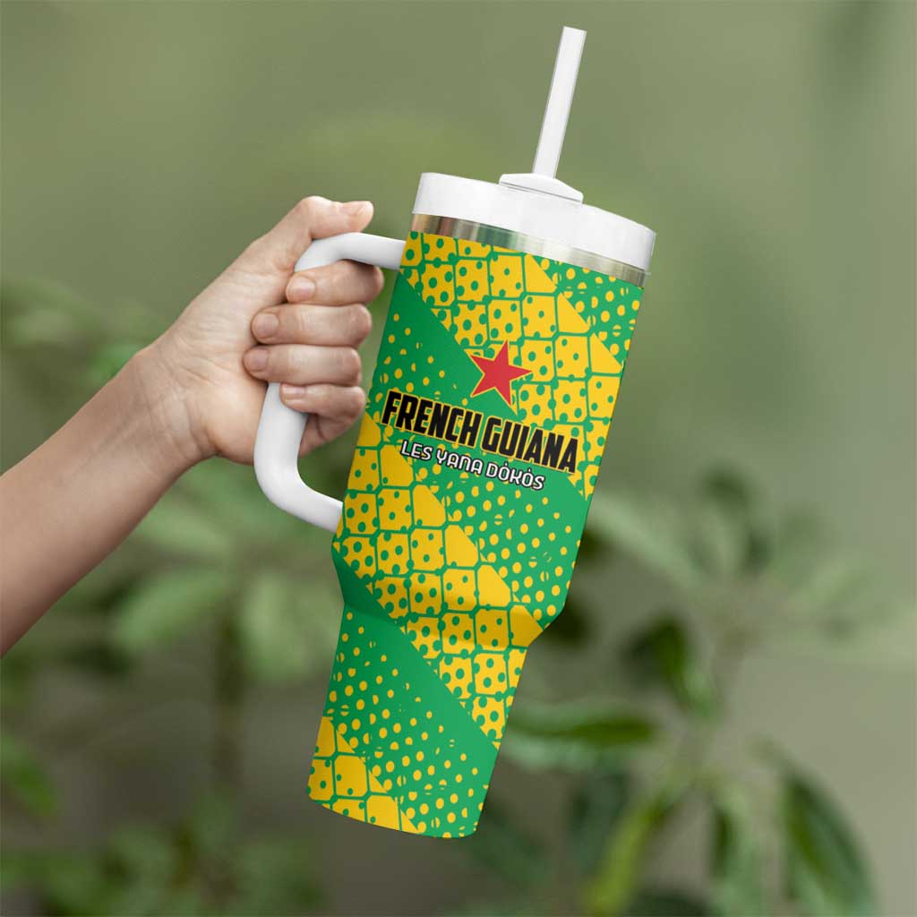 Custom French Guiana Football Tumbler With Handle Go Les Yana Dokos - Wonder Print Shop