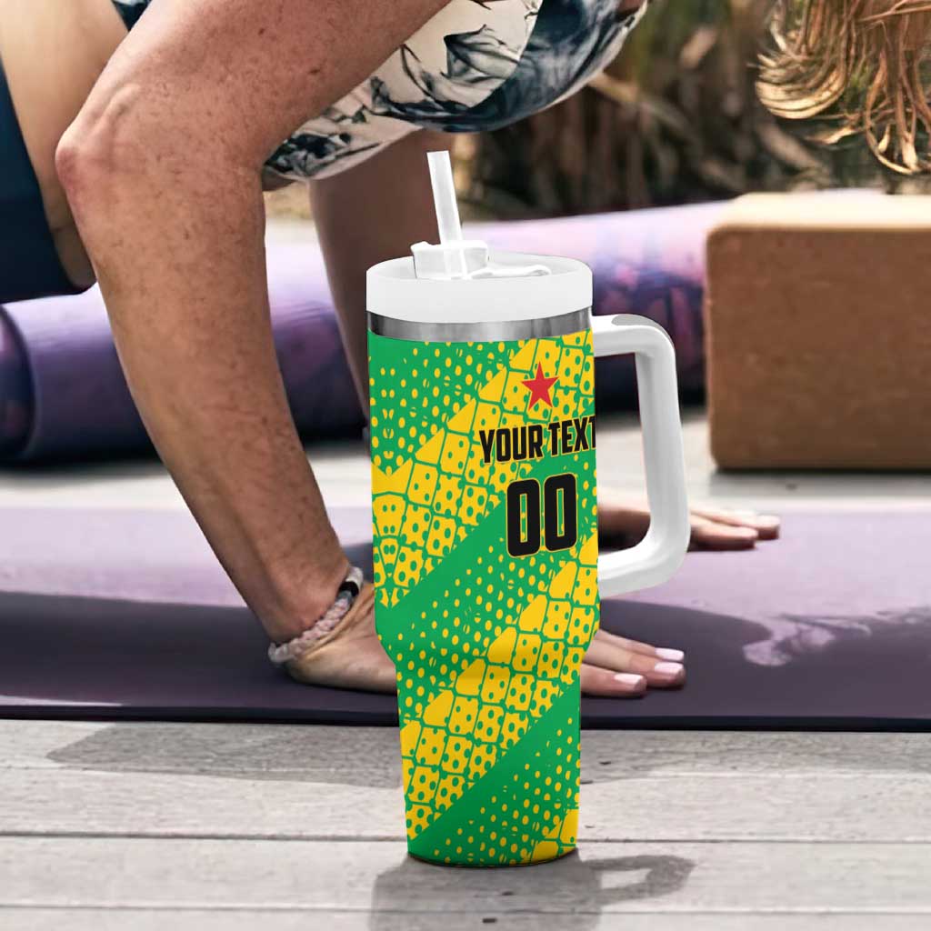 Custom French Guiana Football Tumbler With Handle Go Les Yana Dokos - Wonder Print Shop