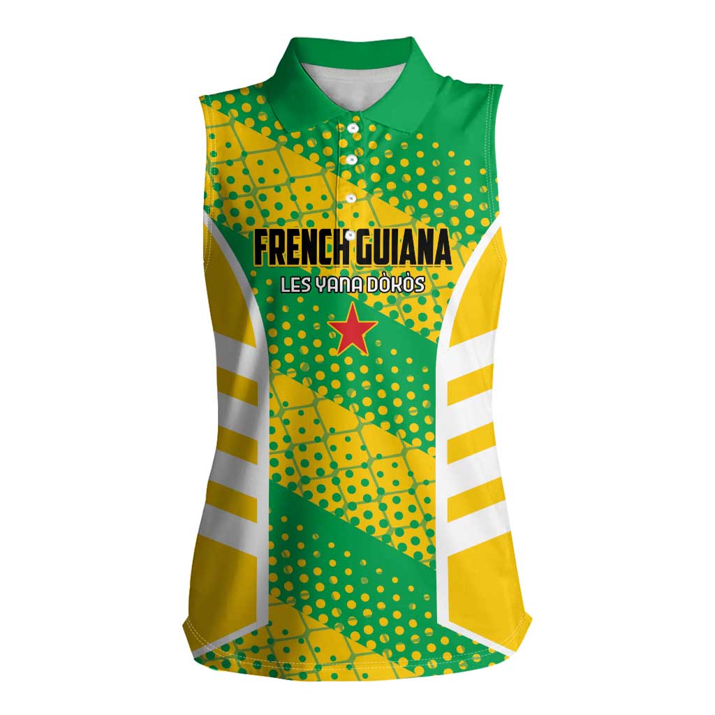Custom French Guiana Football Women Sleeveless Polo Shirt Go Les Yana Dokos - Wonder Print Shop