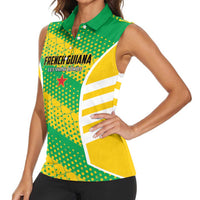 Custom French Guiana Football Women Sleeveless Polo Shirt Go Les Yana Dokos - Wonder Print Shop