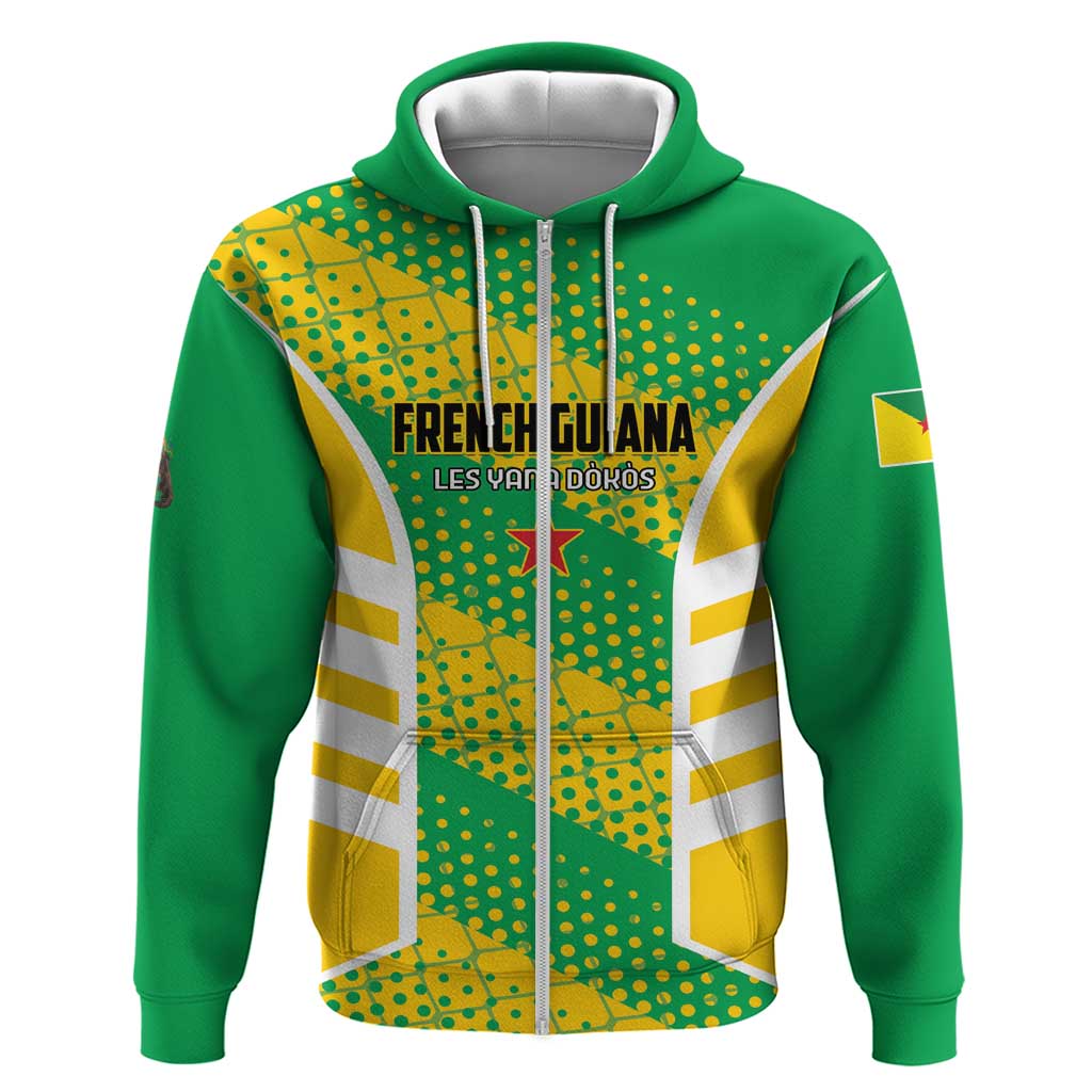 Custom French Guiana Football Zip Hoodie Go Les Yana Dokos - Wonder Print Shop